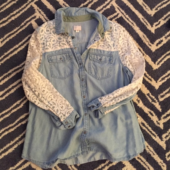 Anthropologie chambray and lace shirt