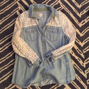 Anthropologie chambray and lace shirt