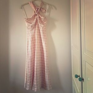 Pink and white LAUNDRY silk halter dress