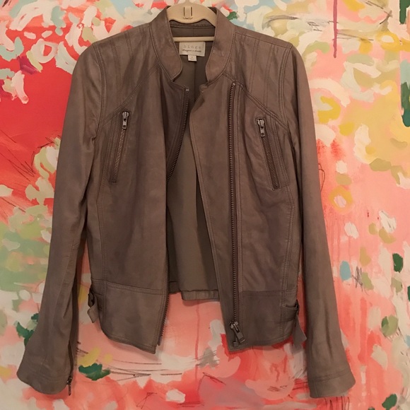 Nordstrom Hinge pebble gray leather Moto jacket