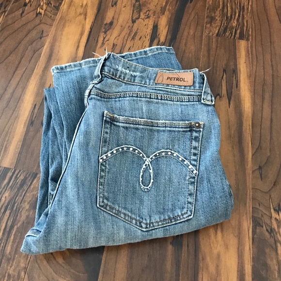 Rhinestone accent boot cut jeans