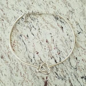 New silver Heart choker