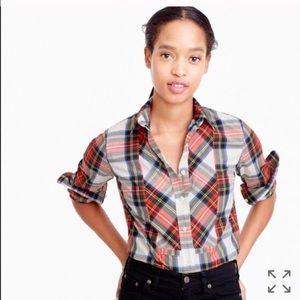 J crew festive plaid button up shirt