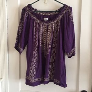 Plus size Purple Peasant Top