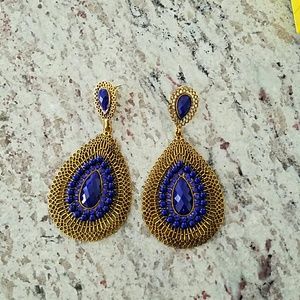 New blue and gold teardrop earrings
