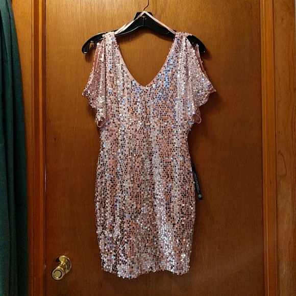 As U Wish Dresses & Skirts - Cold shoulder sequined dress