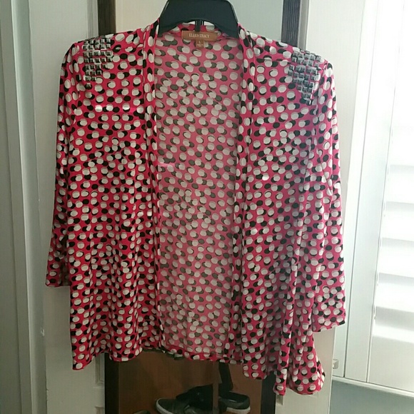 Polka dot cardigan with stud accents