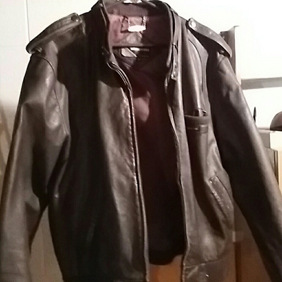 Brown leather 'members only' jacket