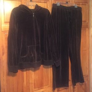 Brown hooded velour set