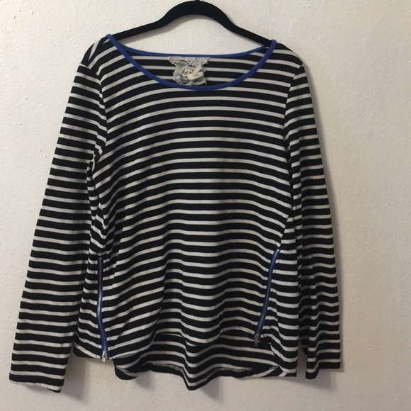 Striped Blue-trimmed Anthro Top