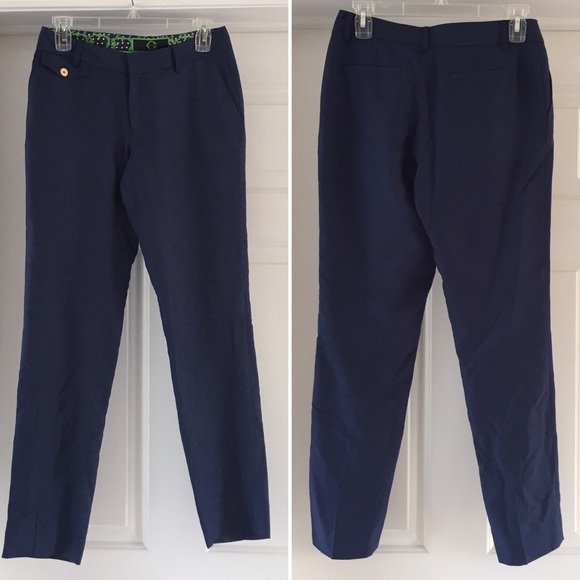 Navy blue dress pants. 100% silk.
