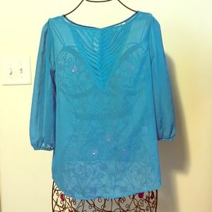 Blue see through blouse