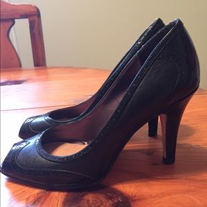 Joan & David Circa Leather Peep Toe Pumps