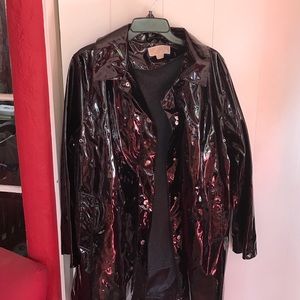 MK Black Patent Rain Coat