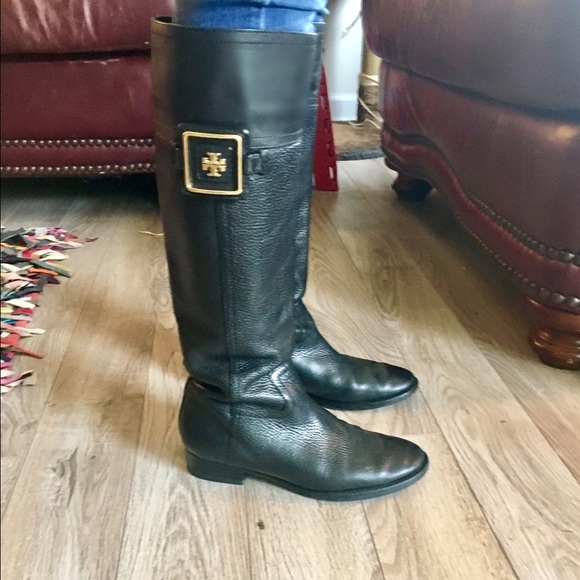 *REDUCED* TORY BURCH "JULIAN" BLACK RIDING BOOTS - Picture 2 of 4