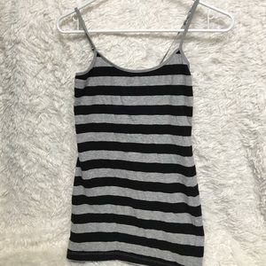 Black and grey striped adjustable tank top