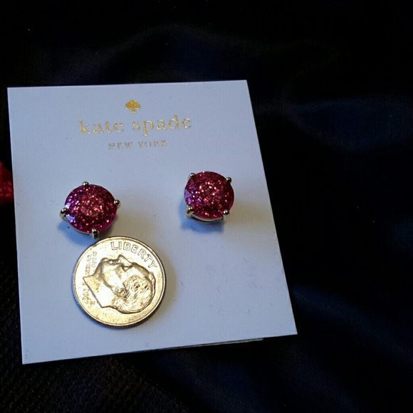 Kate spade fushia glitter earrings NWT - Picture 3 of 5