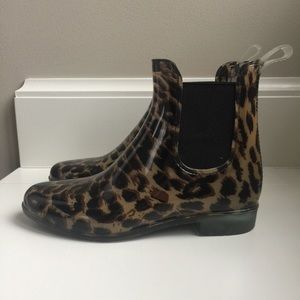 J Crew Leopard Print Chelsea Rain Booties