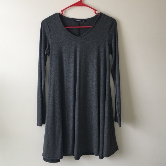 boohoo long sleeve shift dress