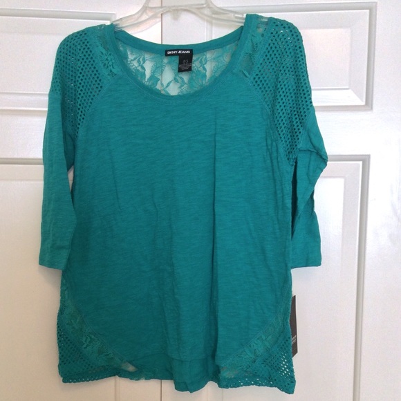 💥WKND SALE💥 DKNY Jade Top- Mesh/Lace Insets NWT - Picture 2 of 4