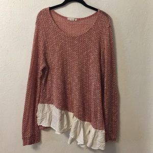 Blush Asymmetrical Ruffle Anthro Sweater