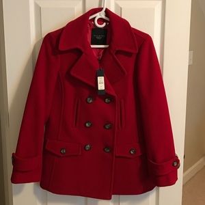 NWT Talbots Red Pea Coat - Size 6P