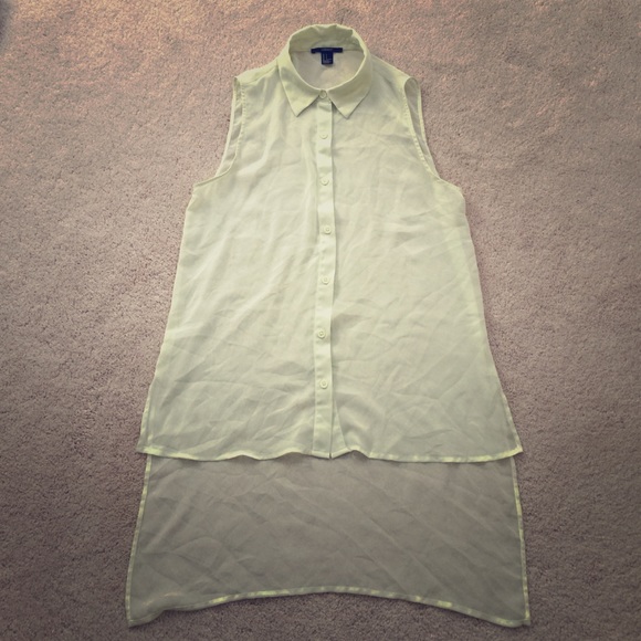 *FOREVER 21* Elegant Sheer collared hi-low shirt