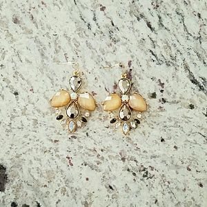 New tan, black, crystal teardrop earrings