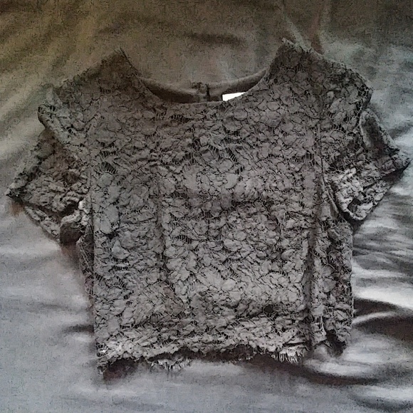 Black lace crop top