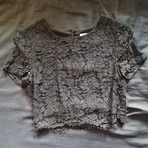 Black lace crop top
