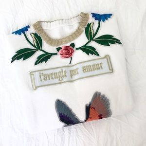 White bird embroidered sweater