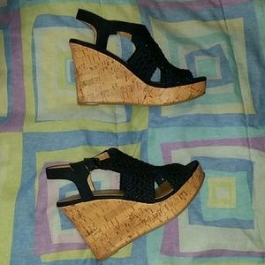 Size 7 navy blue wedges