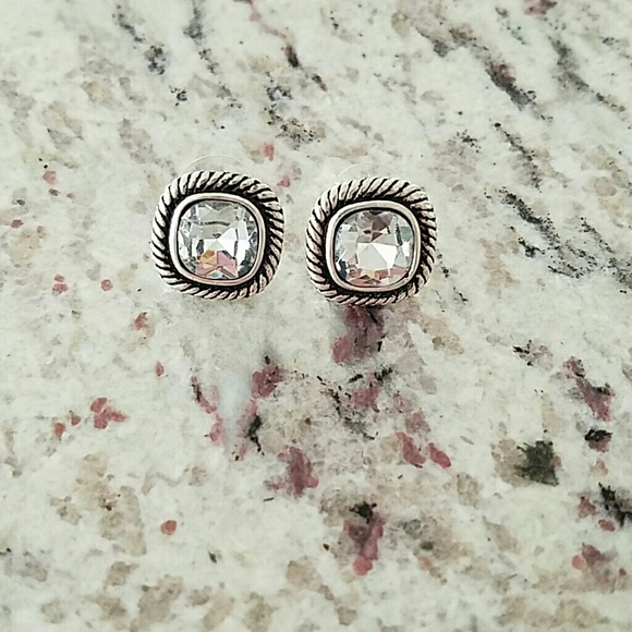 New square faux crystal earrings