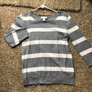 Loft Striped 3/4 Sleeve Sweater- Size M