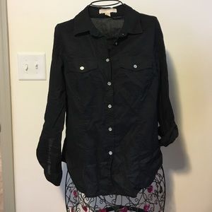 Michael Kors black long sleeve blouse