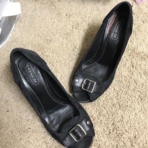Vintage Coach black peep toe heels