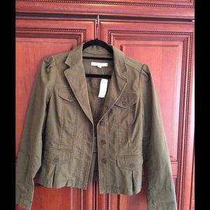 LOFT olive green cotton peplum jacket size 4
