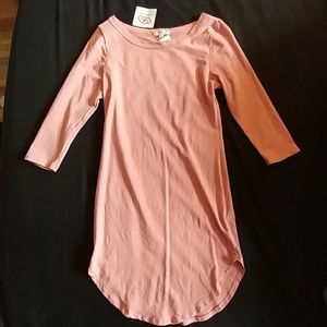 Pale pink curve hem body con dress