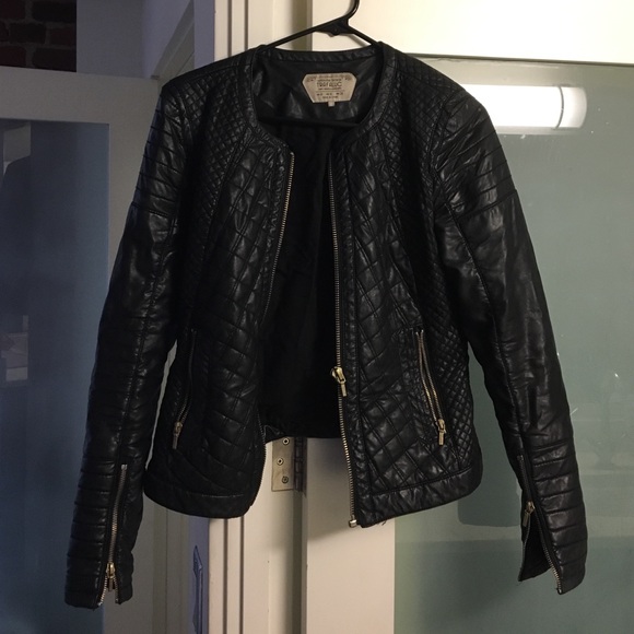 Zara quilted leather moto jacket