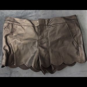 Club Monaco Scallop Faux Leather Shorts