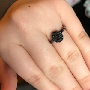Kendra Scott Black Drusy , Gunmetal ring