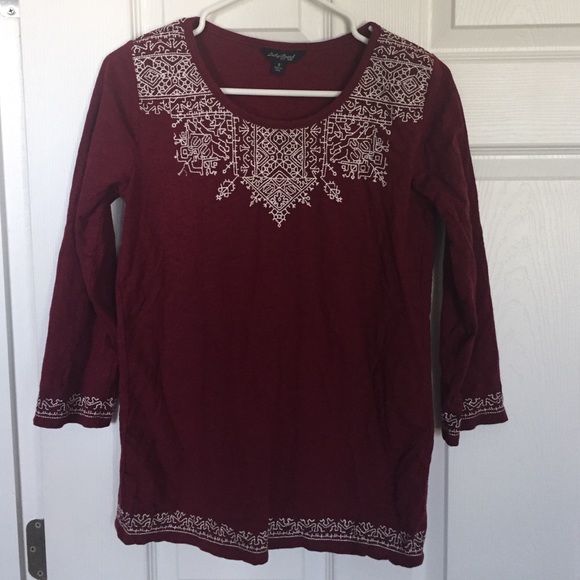 Lucky Brand Maroon Shirt with White Embroidery
