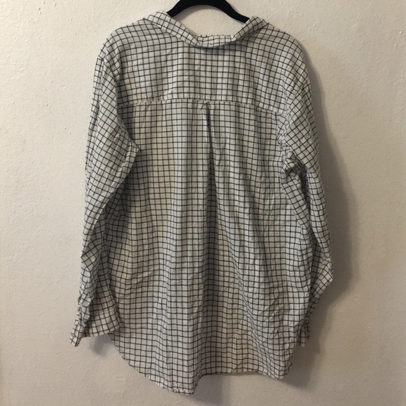 Windowpane Oversized Button-up Blouse - Picture 2 of 3