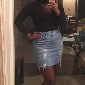 Lane Bryant Distressed Jean Skirt