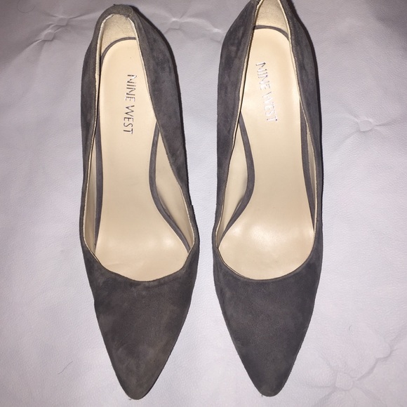 Grey suede pumps