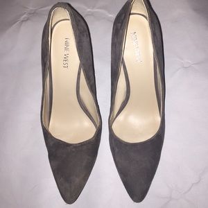 Grey suede pumps