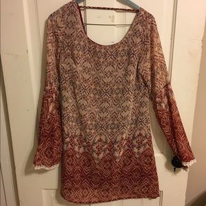 Pink Patterned Hippie Dress