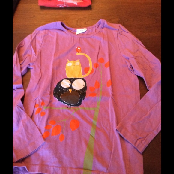 Mini Boden Bird Cat Owl top 11-12 y