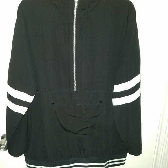 Striped hooded front pocket hooded sweater
