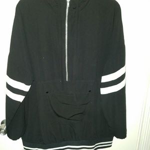 Striped hooded front pocket hooded sweater